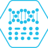 Diseño geométrico abstracto que presenta una forma hexagonal estilizada con múltiples líneas y puntos superpuestos en un color azul brillante, que recuerda al protocolo asistencial, sobre un fondo transparente.