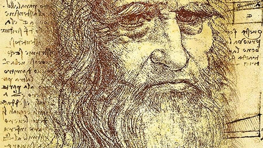 Boceto detallado de un hombre mayor con barba larga, cejas fruncidas y expresión pensativa que sugiere miedo al compromiso. El dibujo está realizado en tonos sepia, con notas manuscritas en el reverso de una de las caras, que recuerdan el estilo de Leonardo da Vinci.