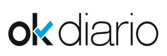 Logotipo de "ok diario" con un "ok" negro y una marca de verificación azul superpuesta a la "k". La palabra "diario" está en letras minúsculas negras.