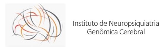 Líneas abstractas formando una figura de cerebro junto al texto "Instituto de Neuropsiquiatria Genômica Cerebral" sobre fondo blanco.